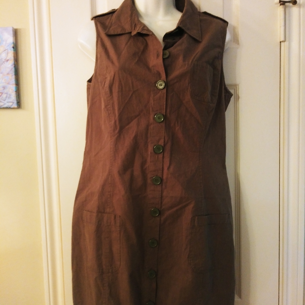 Juniors Button-Up Pinstripe Dress